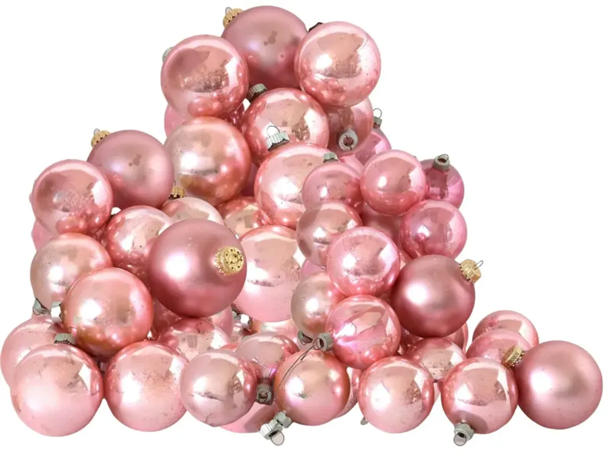 60s Vintage Pink Glass Ornaments - 82 pcs