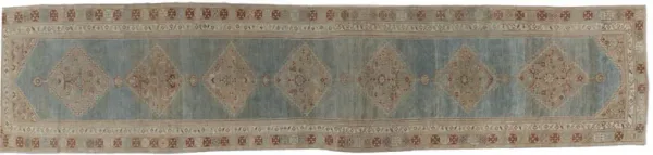 Malayer Hand Knotted Runner 3'2 X 15'1 - blue