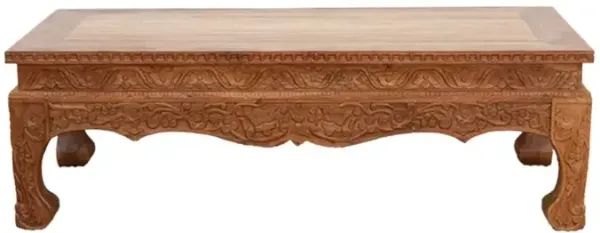 Heavily Carved Opium Coffee Table - de-cor - Brown