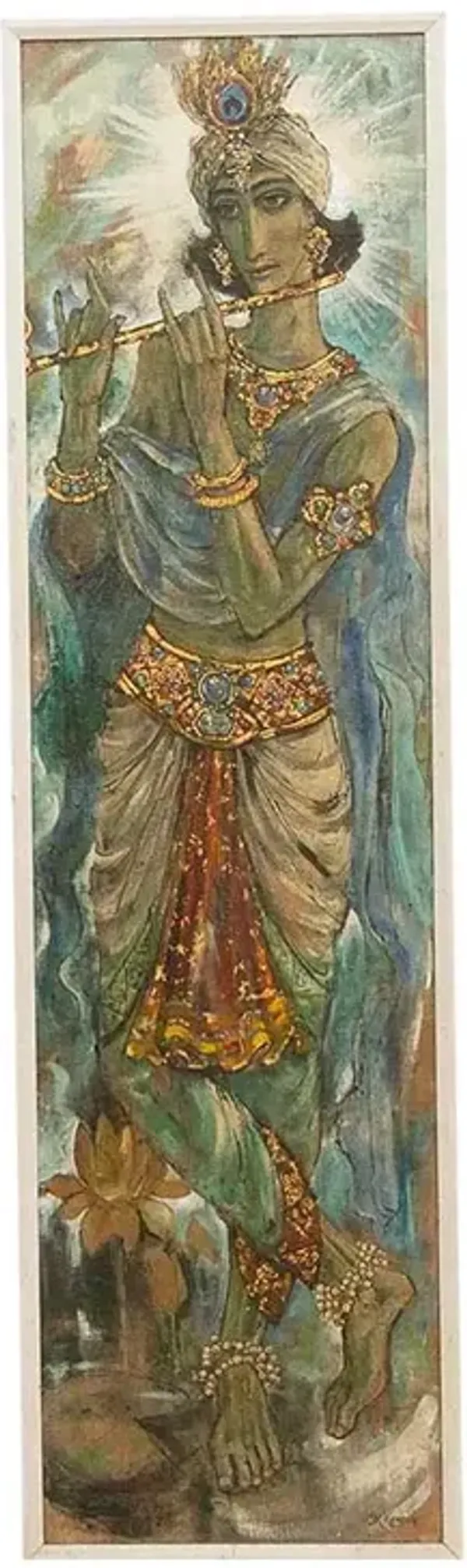 Mid 20th Century Krishna Painting - de-cor - blue