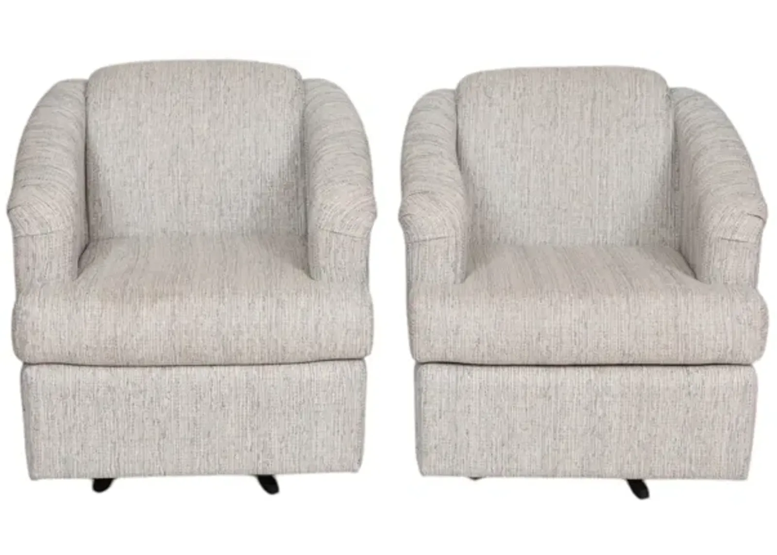 Gray Swivel Club Chairs - a Pair