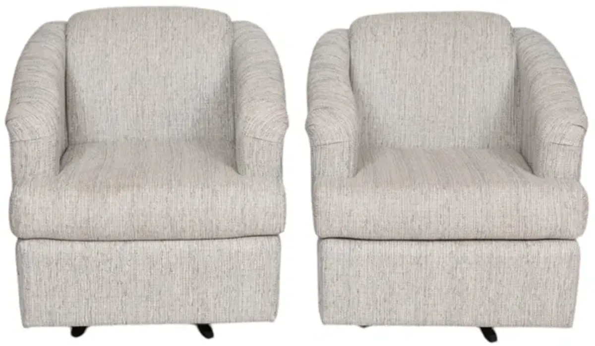 Gray Swivel Club Chairs - a Pair