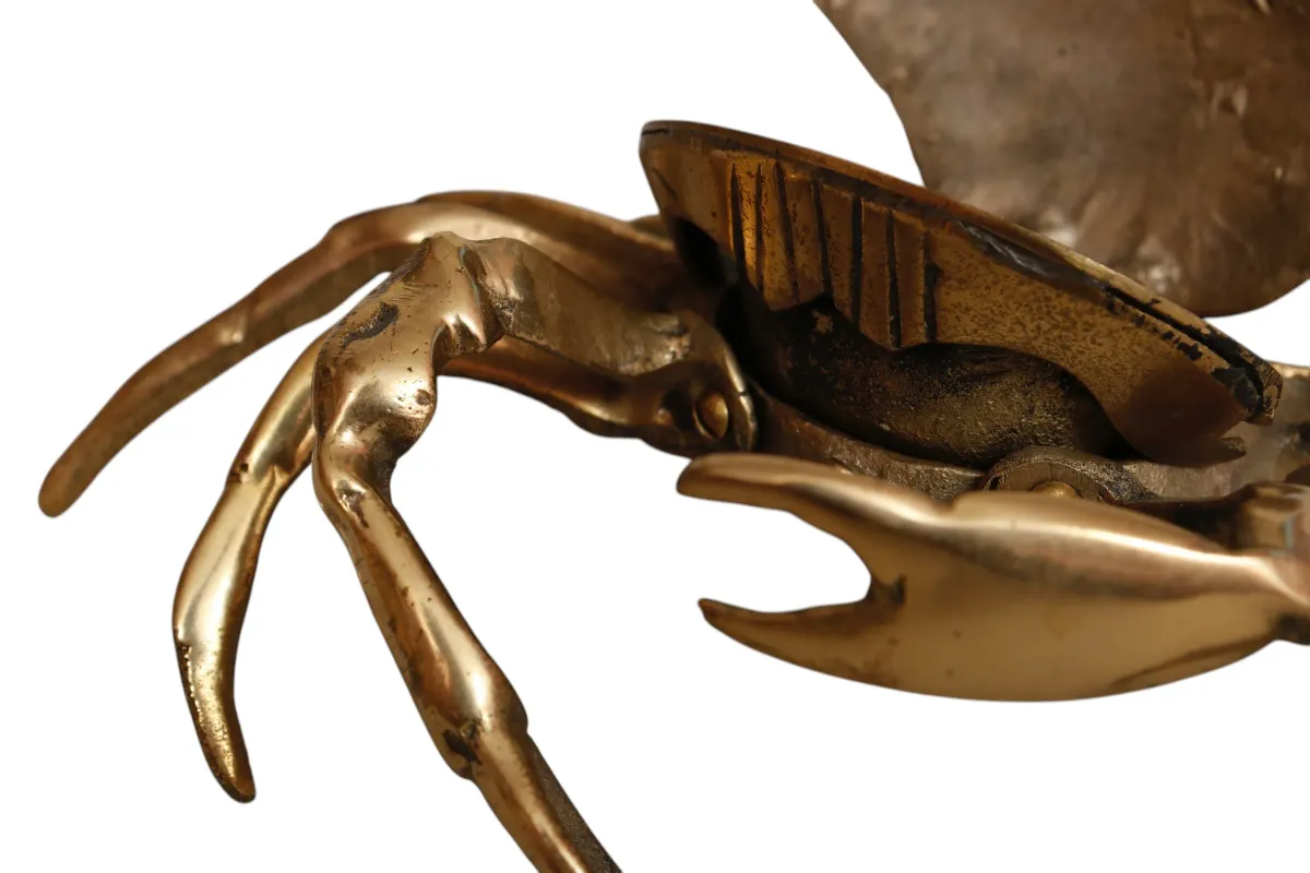 Solid Brass Blue Crab Ashtray