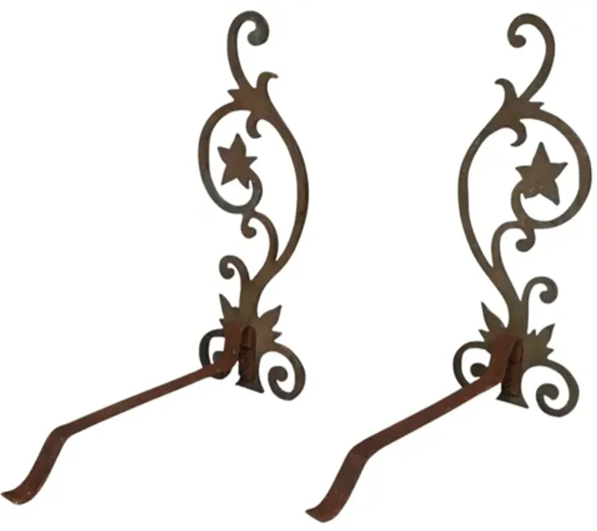 Art Nouveau Bronze Andirons - a Pair