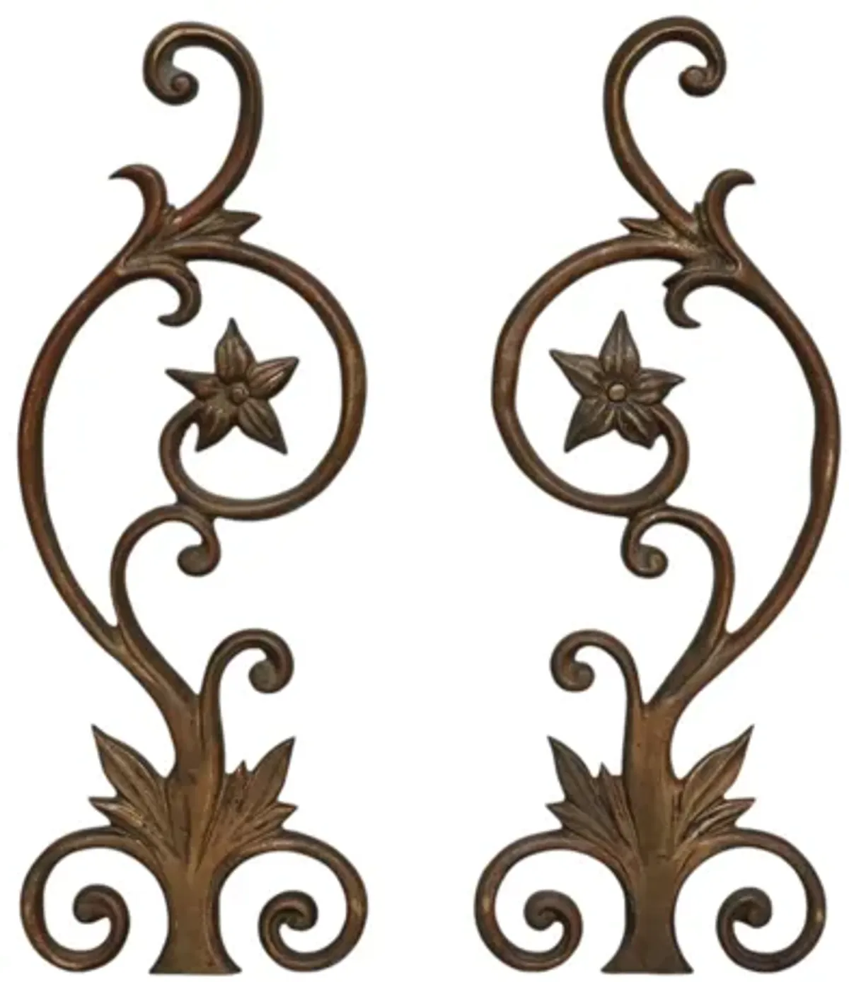 Art Nouveau Bronze Andirons - a Pair