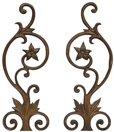 Art Nouveau Bronze Andirons - a Pair