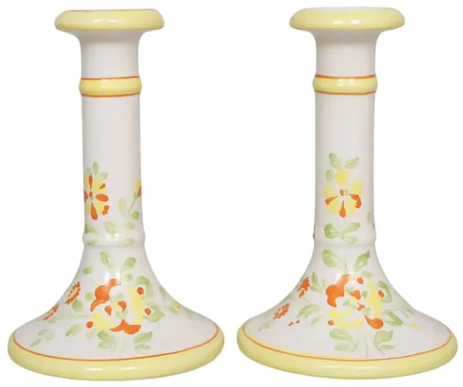 Italian Ceramic Candlesticks - a Pair