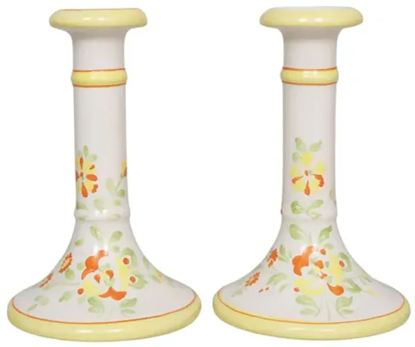 Italian Ceramic Candlesticks - a Pair - Interesting Things