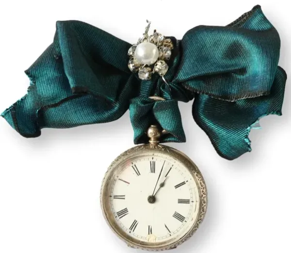 1920s Sterling Pocket Watch Ornament - Rose Victoria