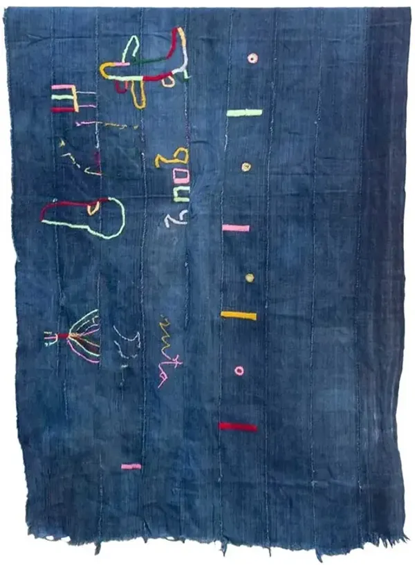 Vintage Fulani Embroidered Mud Cloth
