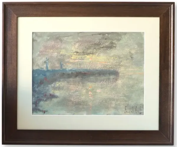 French Impressionist Coastal Painting - Rose Victoria - Blue