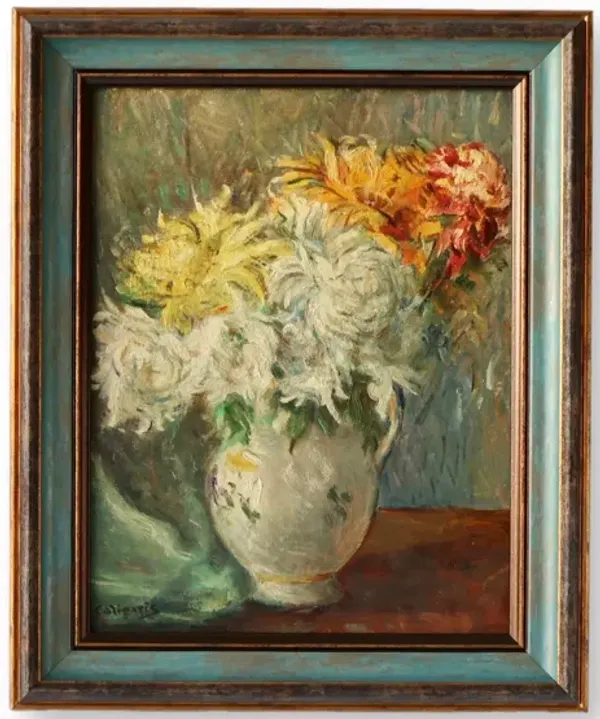 Limited Edition - French Still Life Chrysanthemum Painting - Rose Victoria - Yellow