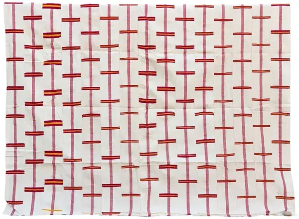 White & Red Vintage Heirloom Kente - de-cor