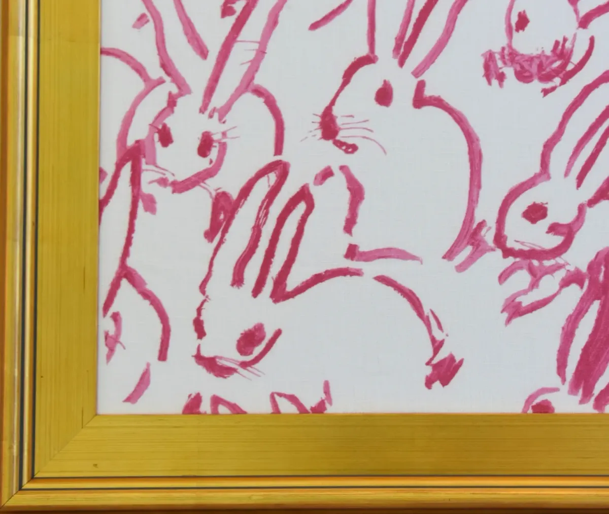 Framed Hunt Slonem Bunny Hutch Fabric - Pink