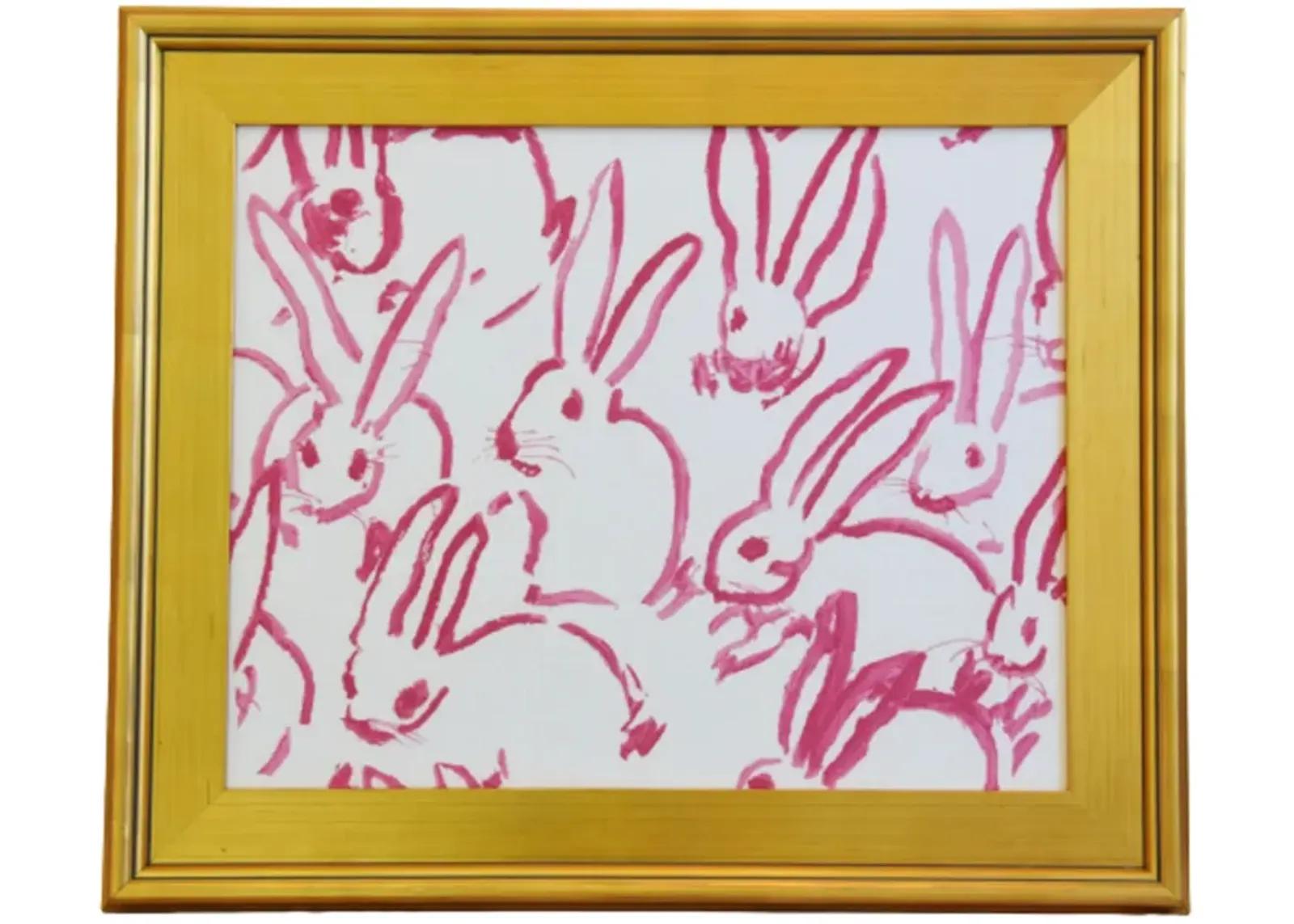 Framed Hunt Slonem Bunny Hutch Fabric - Pink