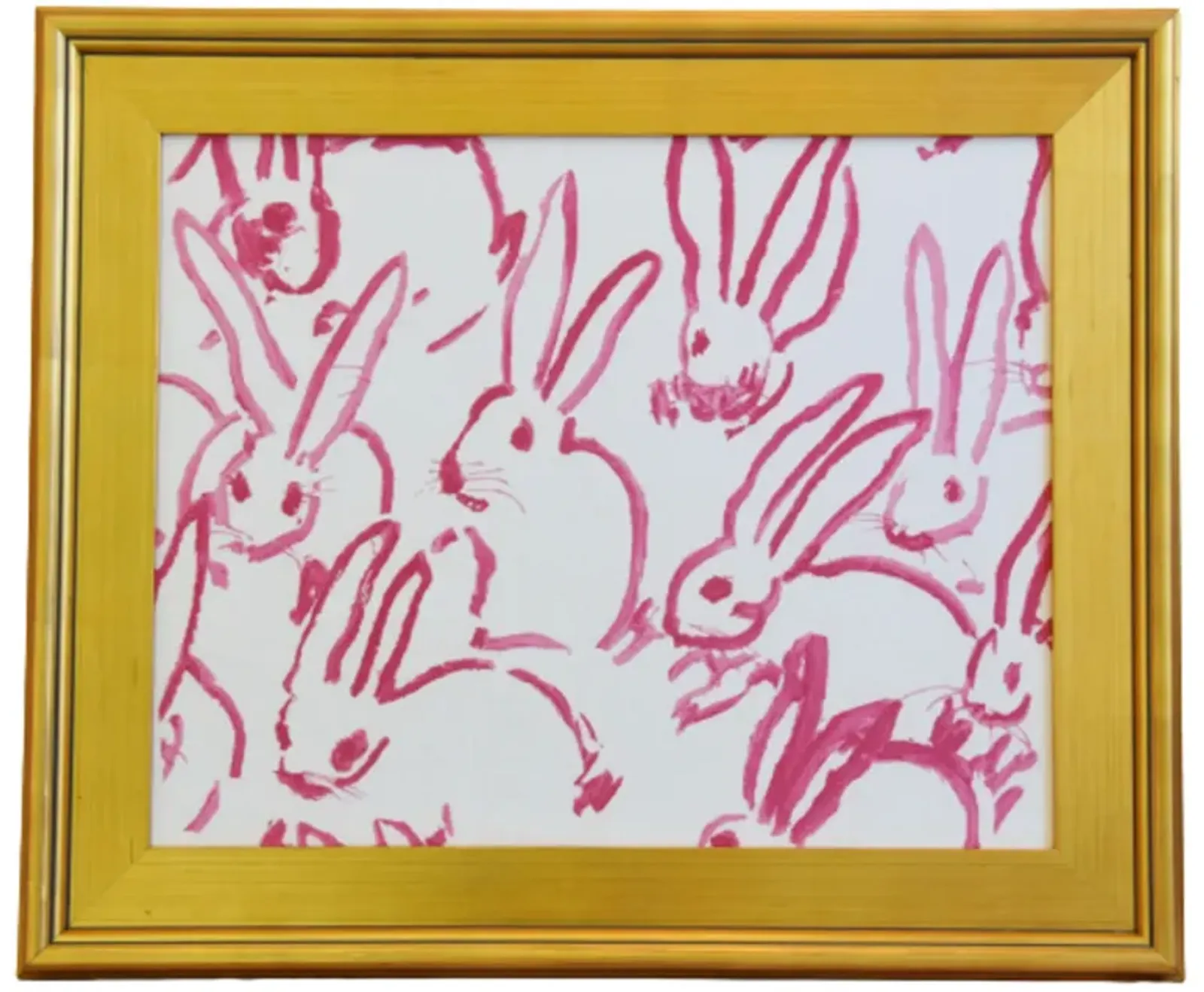 Framed Hunt Slonem Bunny Hutch Fabric - Pink