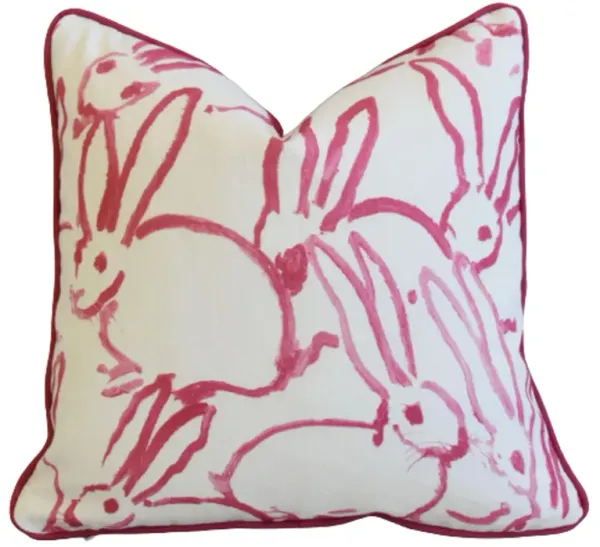 Pink Hunt Slonem Bunny Hutch Pillow