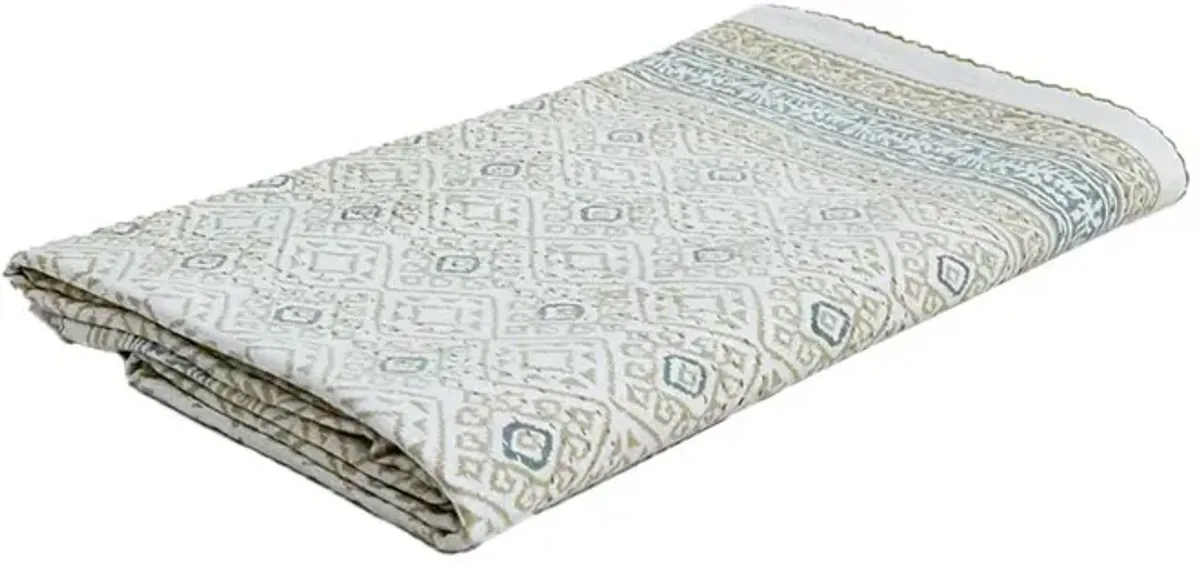 Stone Mosaic Indian Block Print Blanket - White