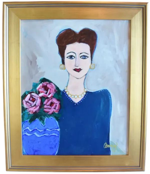 Portrait Floral Oil Painting - Ruth Arenz - Blue