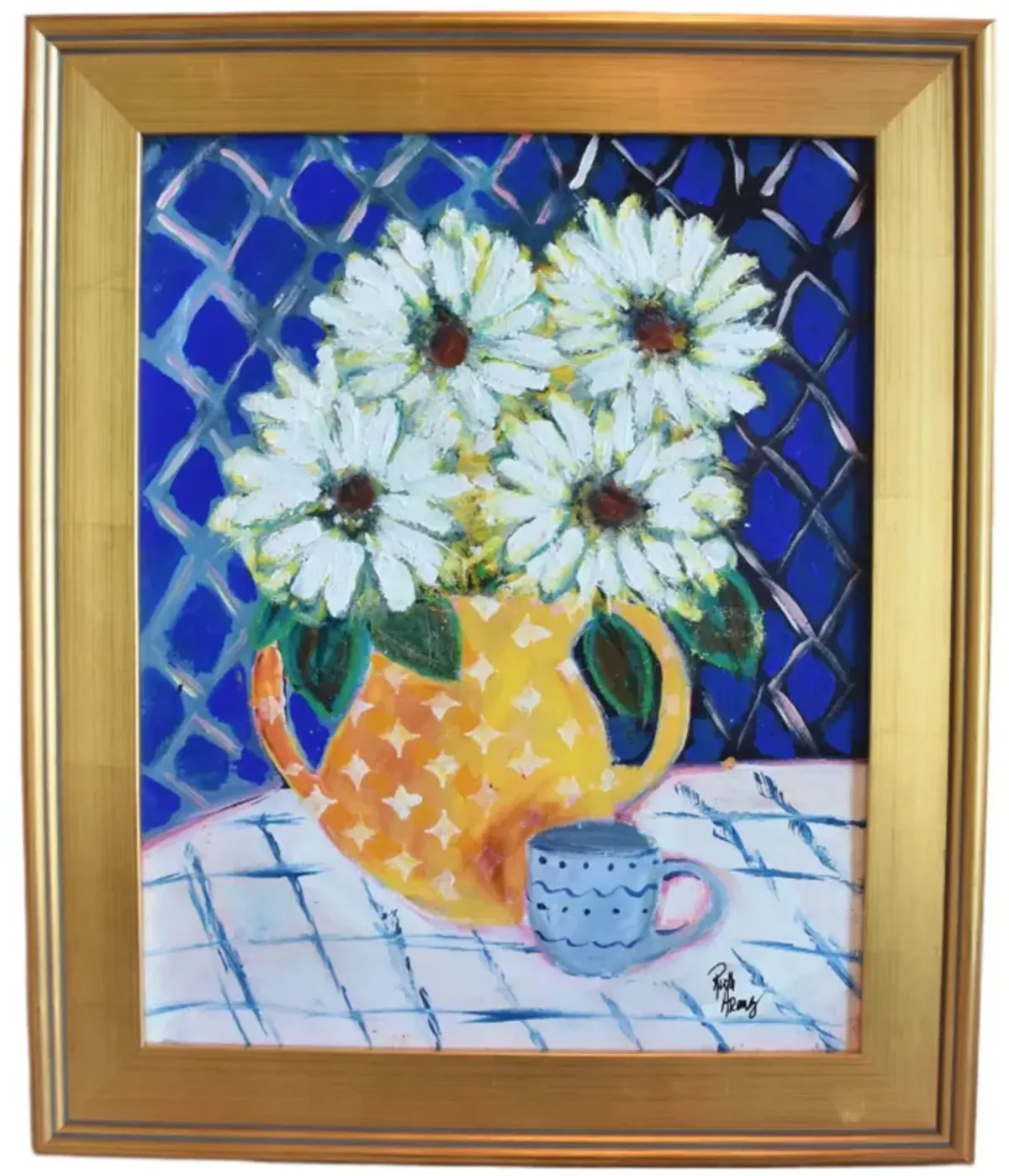 Vase of Flowers Oil Painting - Ruth Arenz - Blue