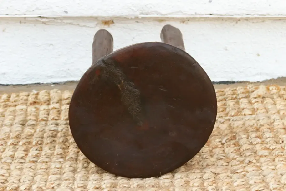 Rustic African Milking Stool - Handcrafted - Brown