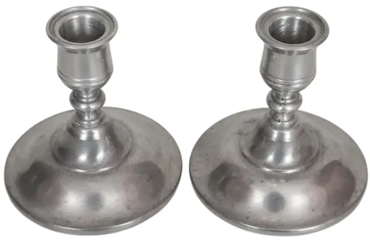 Lenox Pewter Candlestick Holders - a Pair - silver