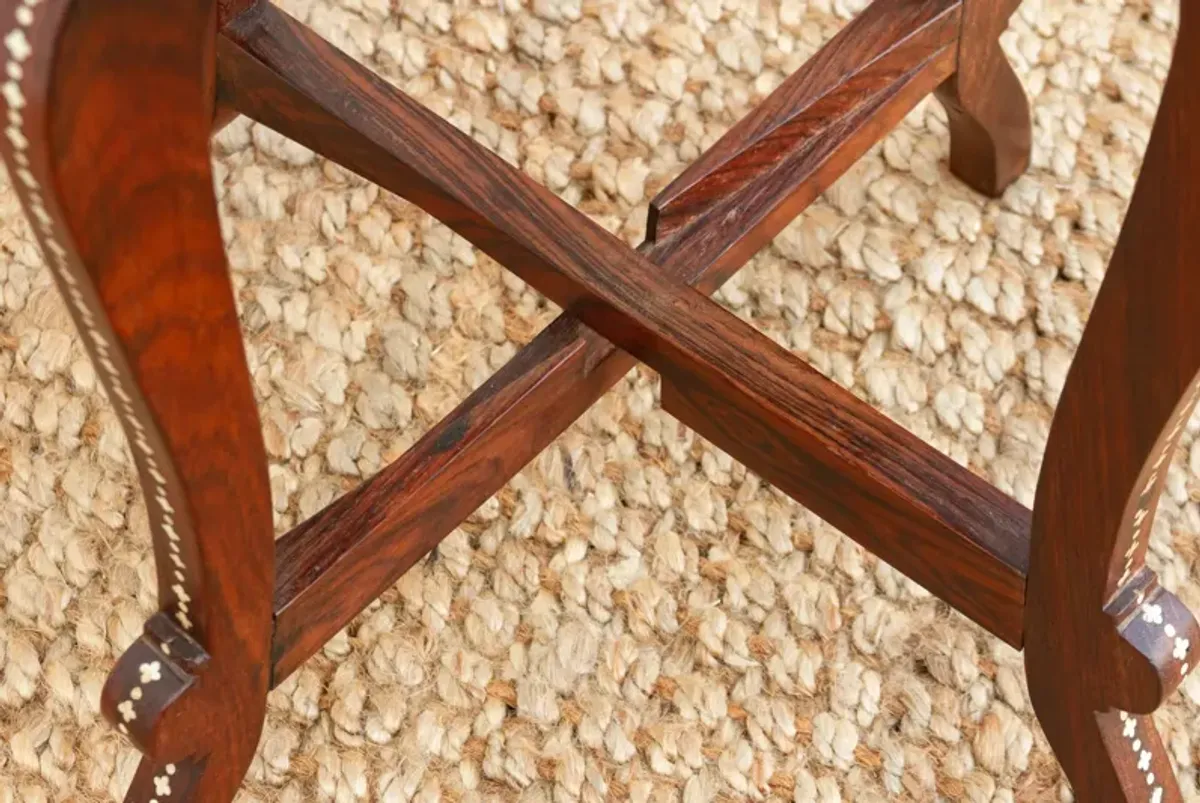 Exquisite Mid-Century Inlay Side Table - Brown