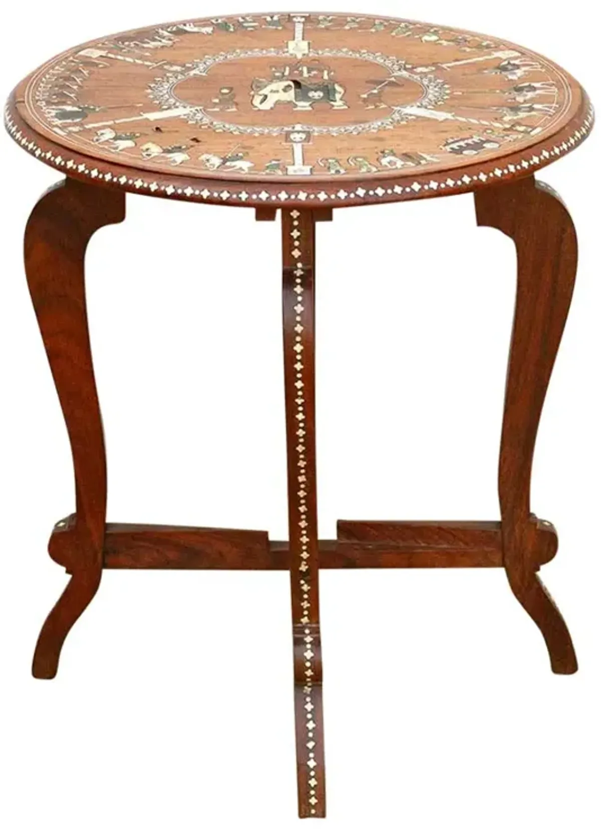 Exquisite Mid-Century Inlay Side Table - Brown