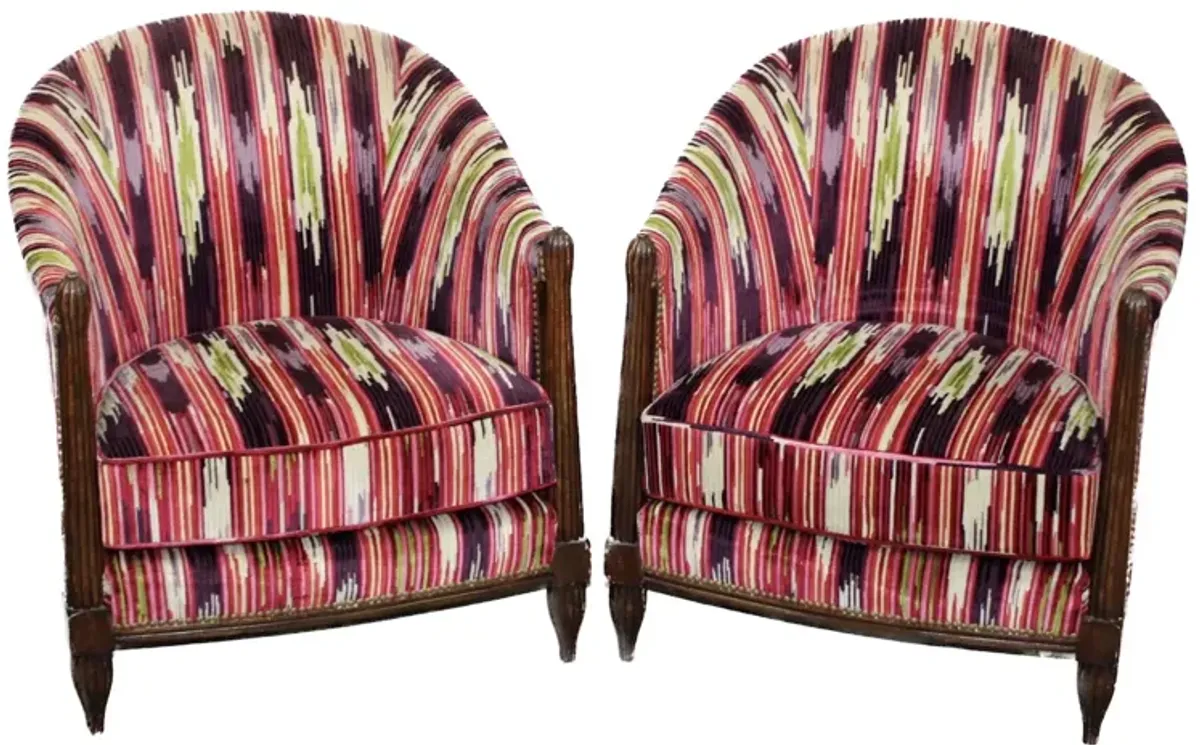 French Art Deco Curved Club Chairs - PR