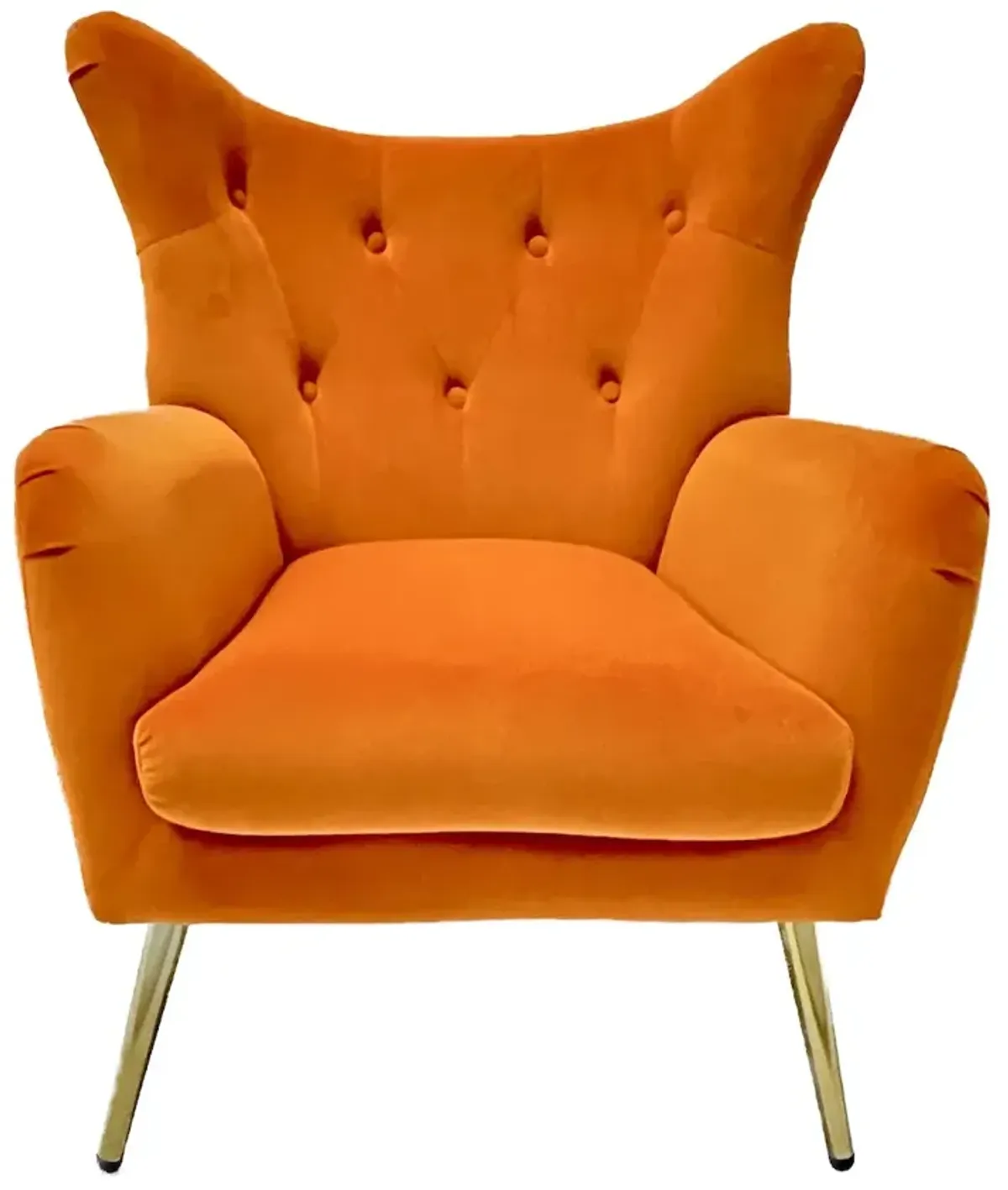 MCM Style Tufted Orange Wingback Chair - Comfortable, Stylish