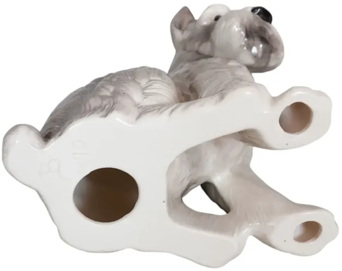 Gray Ceramic Schnauzer Dog Figure