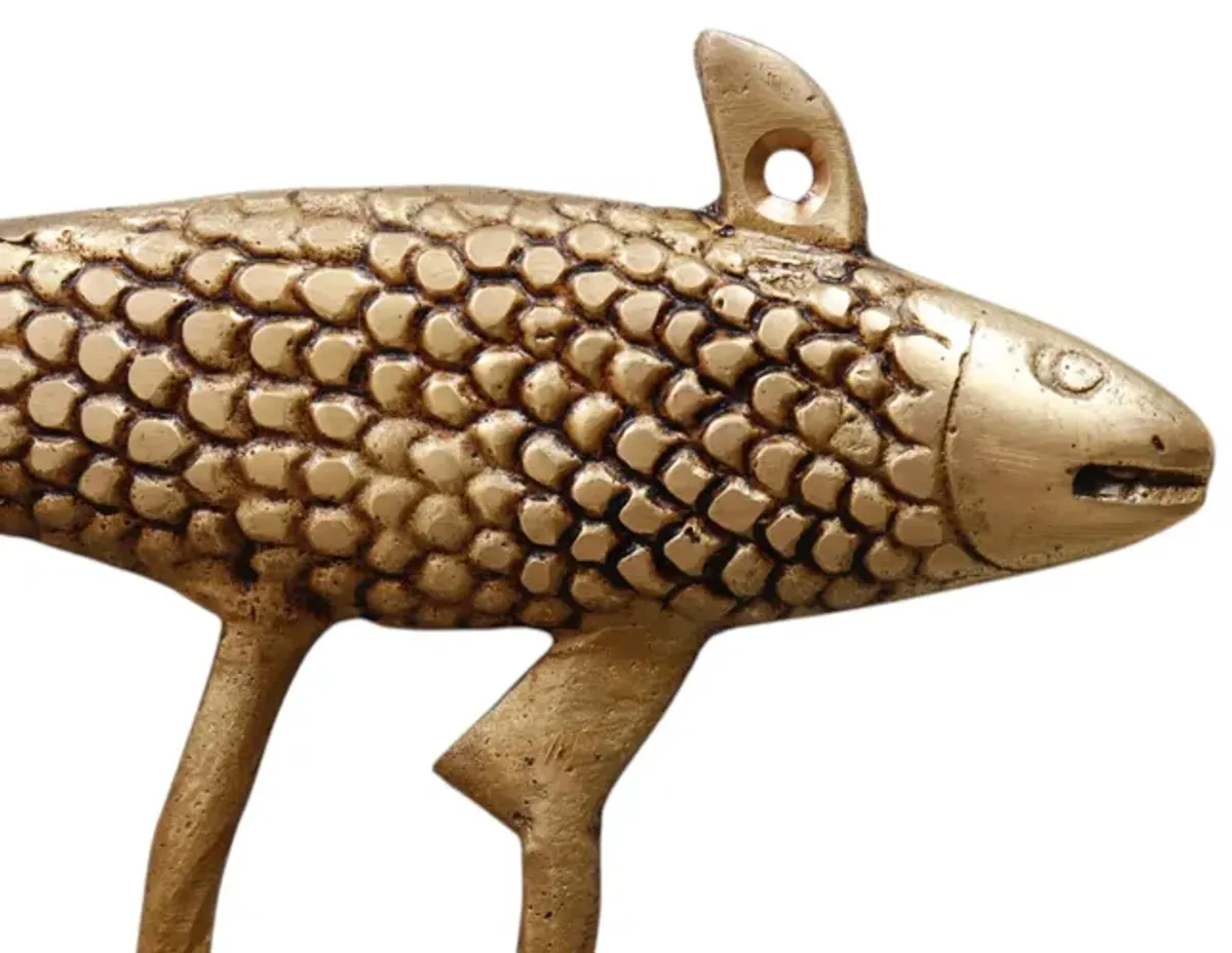 Brass Fish Wall Hooks - a Pair - gold