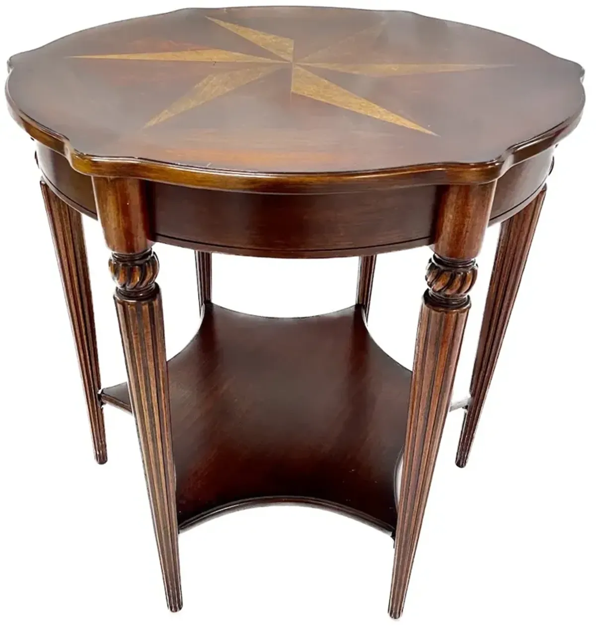 Compass Star Inlaid Occasional Table - Brown