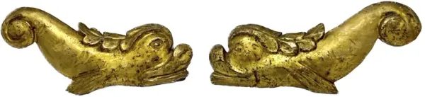 Antique Italian Gilt Dolphin Plaques - PR - Gold