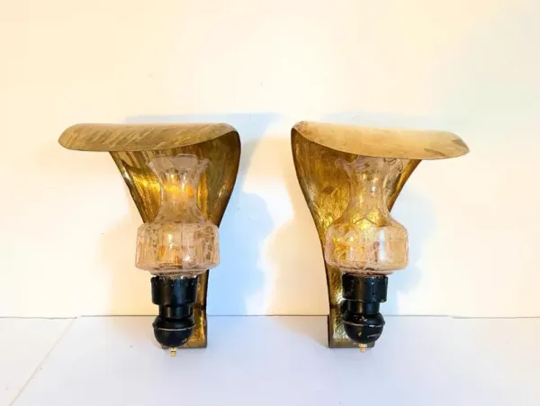 Italian Modern Leaf Sconces - Set of 2 - C the Light Interiors - Gold