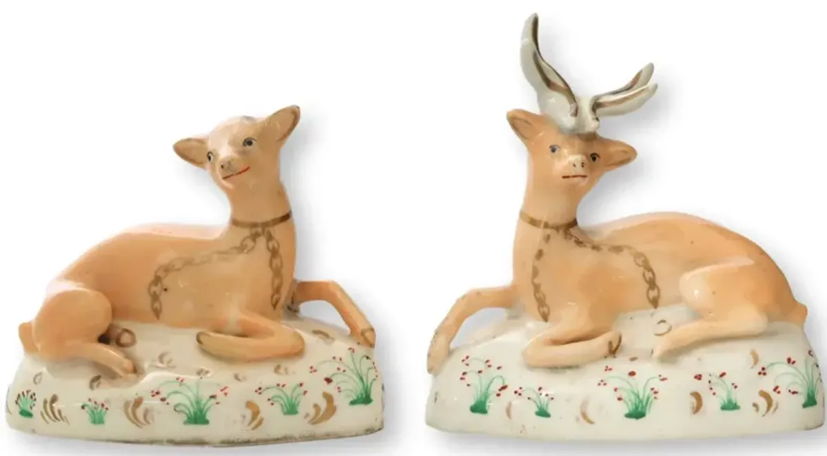 Early Staffordshire Doe & Deer Figures
