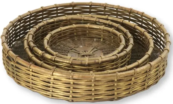 Midcentury Woven Brass Baskets / Trays