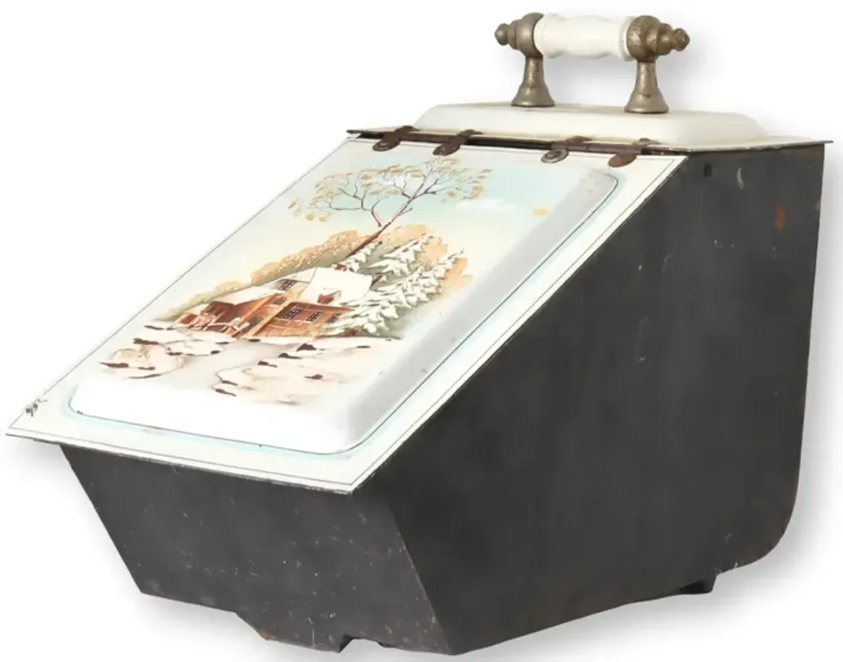 Antique Cast Iron Enameled Fireplace Box