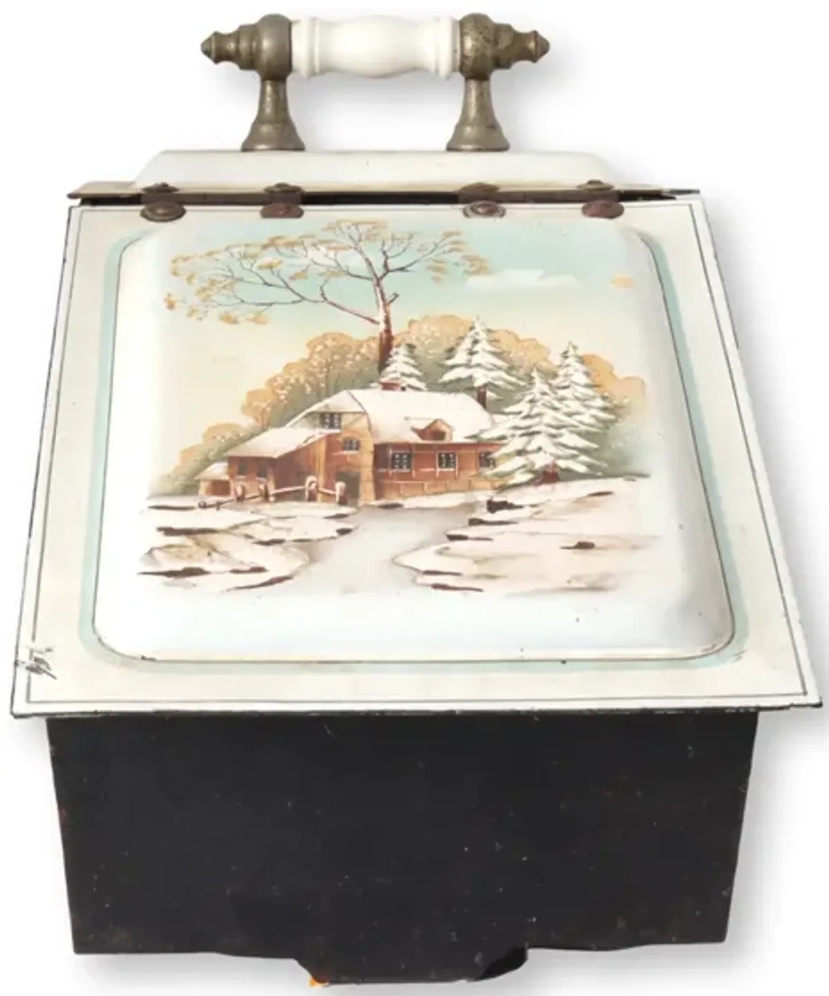 Antique Cast Iron Enameled Fireplace Box