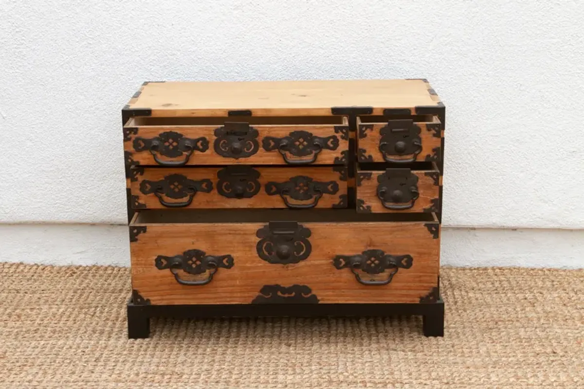 Antique Japanese Tansu Chest of Drawers - Black