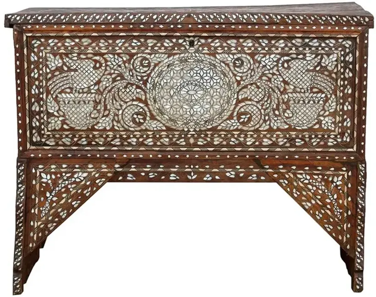 Mother of Pearl Inlaid Dowry Chest - Brown