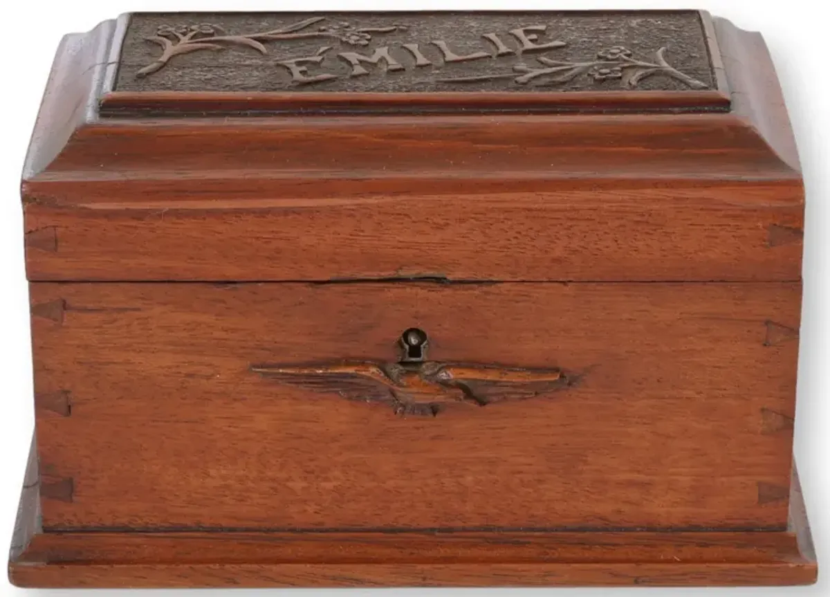 Antique French Petit Lock Box "Emilie" - Rose Victoria - Brown