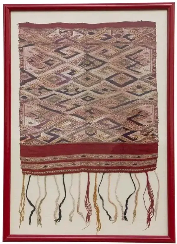 Antique Framed Peruvian Textile - de-cor - Red
