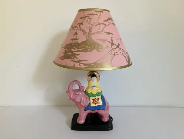 1940s Elephant Lamp & Shade - C the Light Interiors - Pink