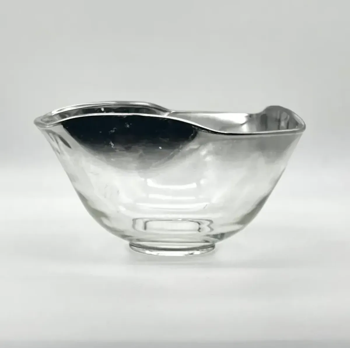 C. 1960s Silver Fade Glass Serving Bowl