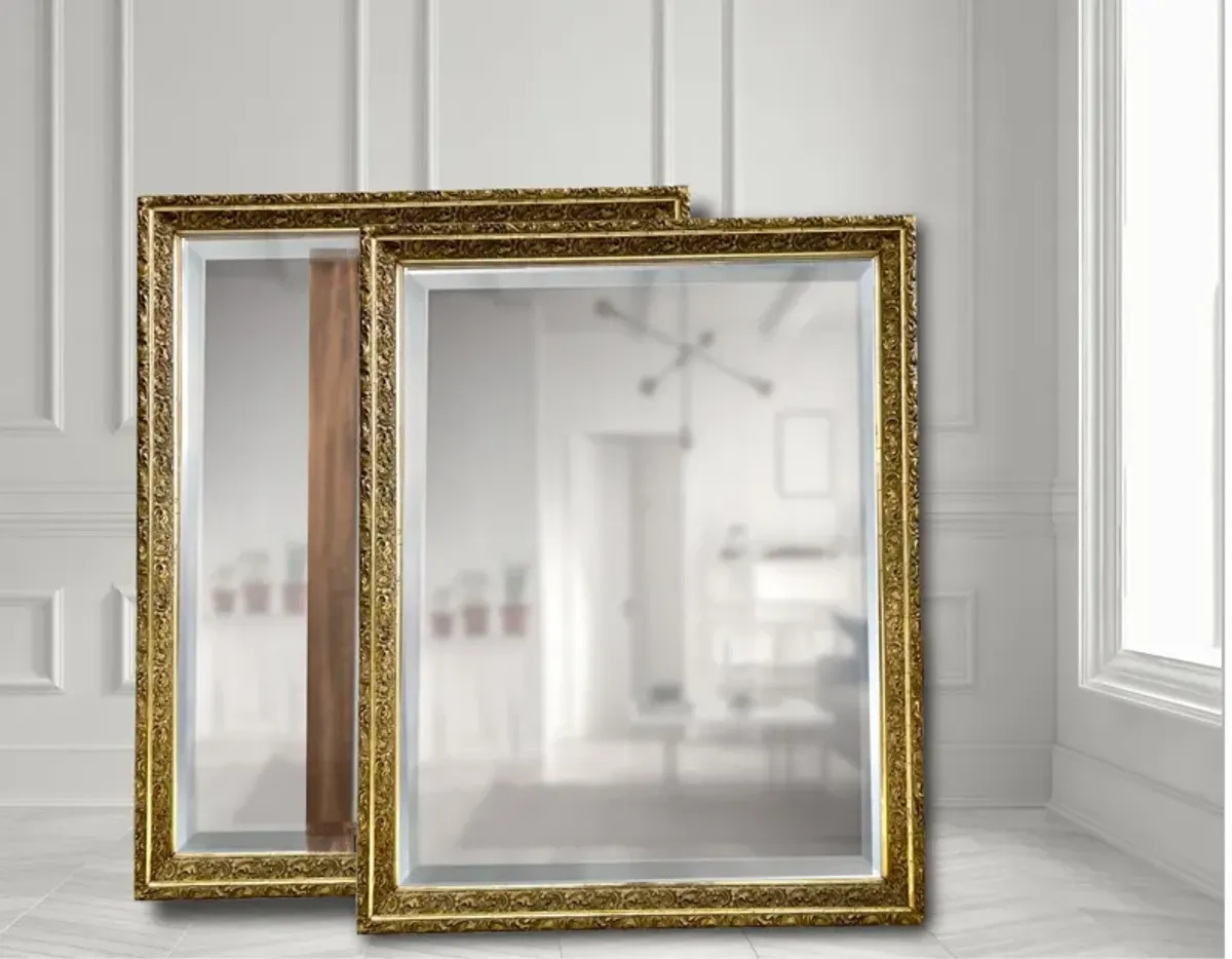 50" x 40" Antique French Gilded Mirror - New England Mercantile - Gold