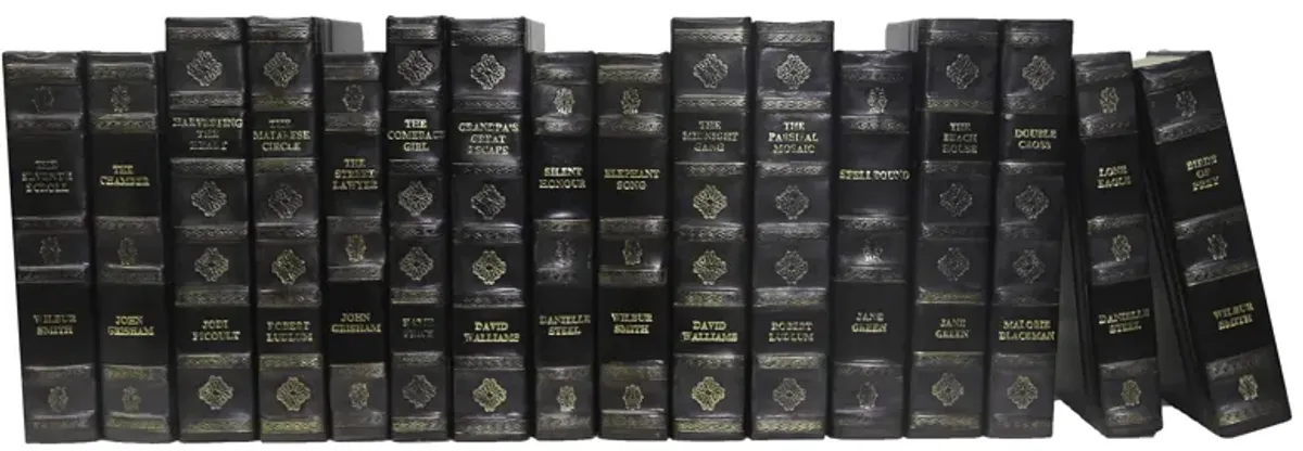 Leather Decorative Books by the Foot, Charcoal