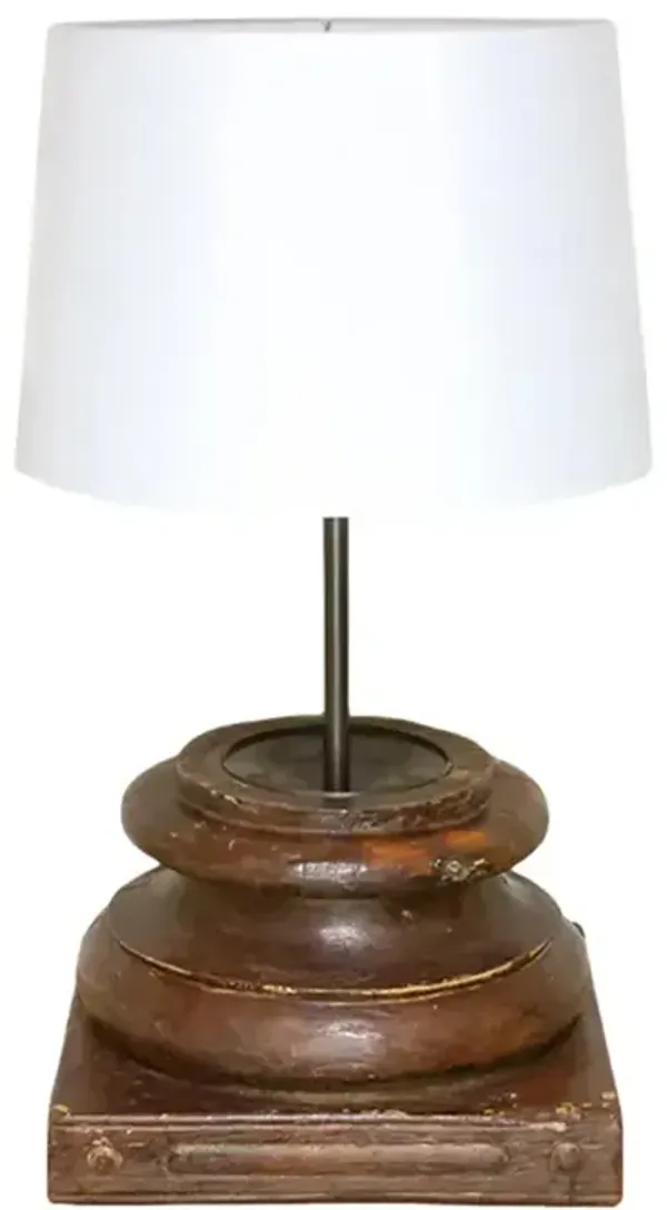 19th Century Indian Column Lamp - de-cor - Brown