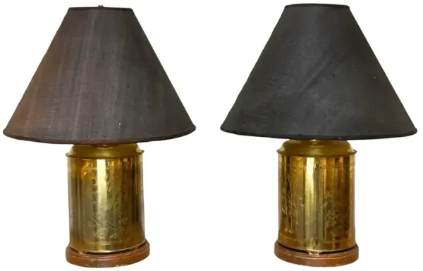 Pair of Mid 20th Century Brass Lamp - de-cor - Brown