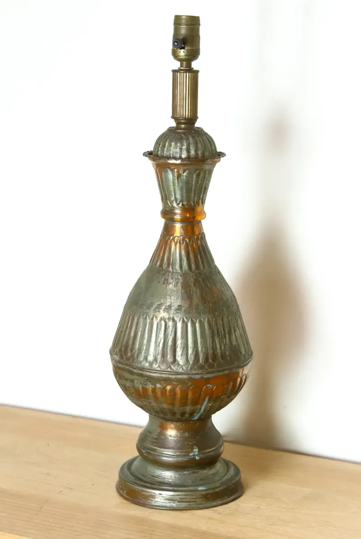 Timeworn Antique Copper Lamp - de-cor - Handcrafted - Brown